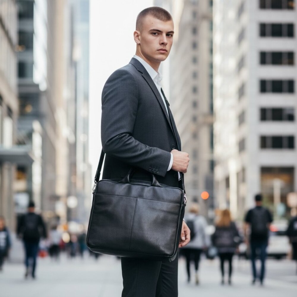 ILI RFID LEATHER LAPTOP BAG